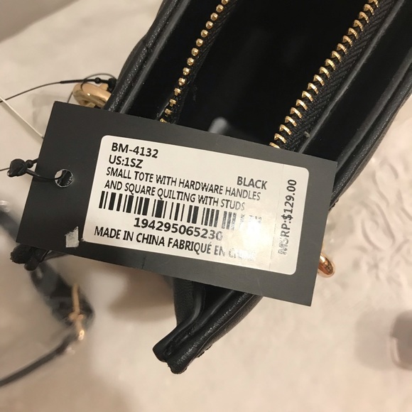 Badgley Mishka Studio black vegan leather mini quilted handle bag. NWT. - Picture 10 of 11